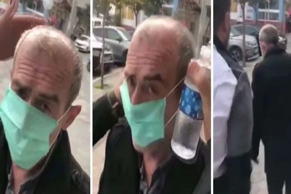 Yaşlı adamın zorla maske takan ve başına kolonya döken kişi gözaltına alındı