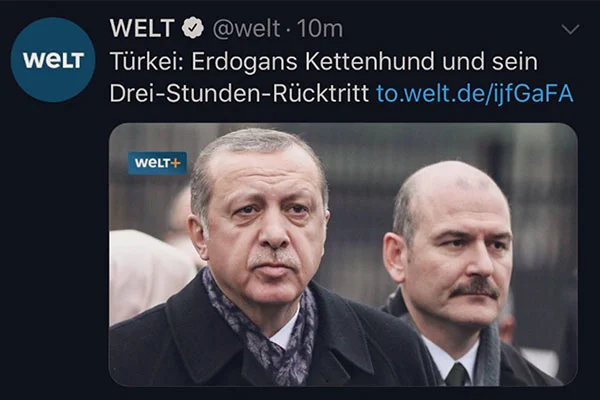 Alman Welt gazetesinden, Bakan Soylu ile ilgili tepki çeken başlık!