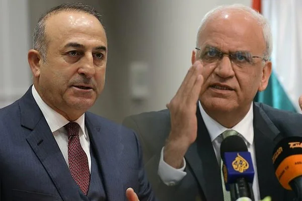 Çavuşoğlu, FKÖ Genel Sekreteri Ureykat ile görüştü