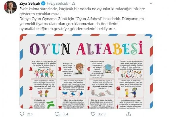 MEB çocuklar için 'Oyun Alfabesi' hazırladı
