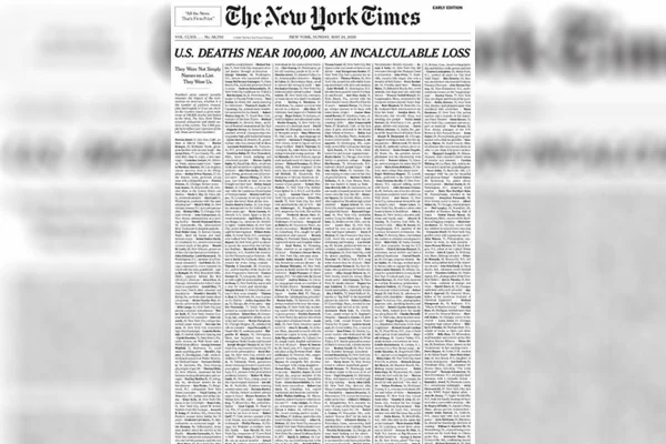 New York Times'dan koronavirüs manşeti: Ölenlerin isimlerini paylaştılar
