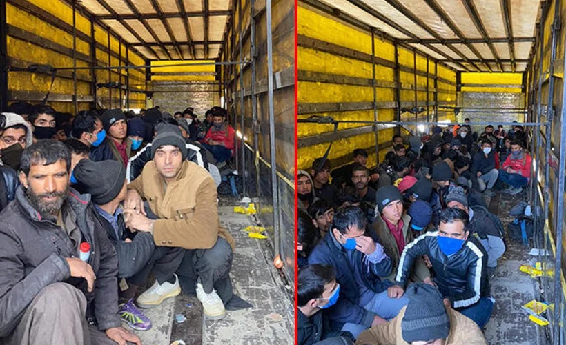 Van'da tır dorsesinde 210 kaçak göçmen bulundu