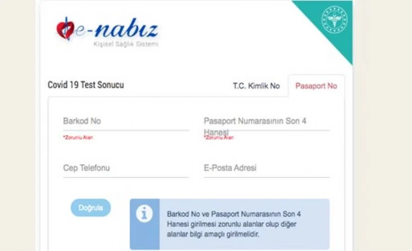 E nabız korona test sonucu nasıl öğrenilir?