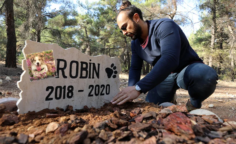 Ölen köpeğini kampüste yaptırdığı mezara gömdü