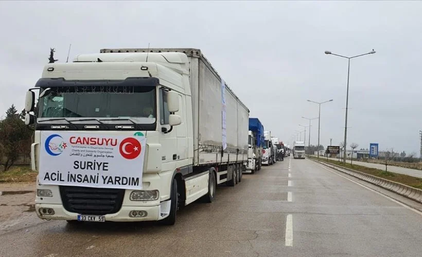 Cansuyu Derneği 20 tırlık insani yardımı İdlib'e ulaştırdı