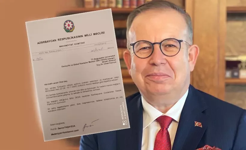 Azerbaycan Milli Meclisi'nden Cihat Yaycı'ya teşekkür belgesi