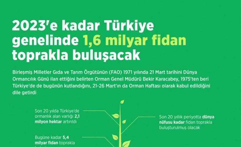 2023'e kadar Türkiye genelinde 1,6 milyar fidan toprakla buluşacak