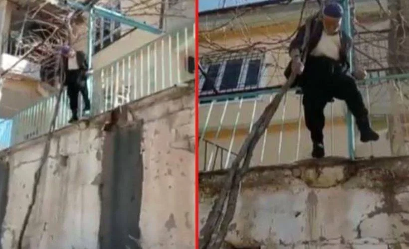 Adıyaman'da şaşırtan olay... Asmada asılı kaldı