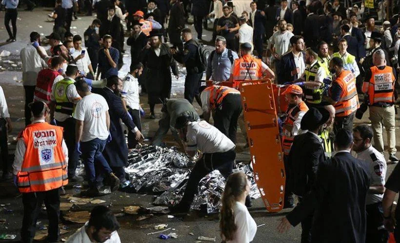 İsrail'de çok sayıda kişinin ölümüne yol açan izdiham yerinden görüntüler