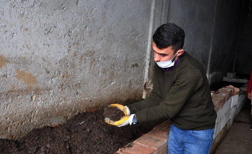 Üzüm bağı için ürettiği solucan gübresinde taleplere yetişemiyor