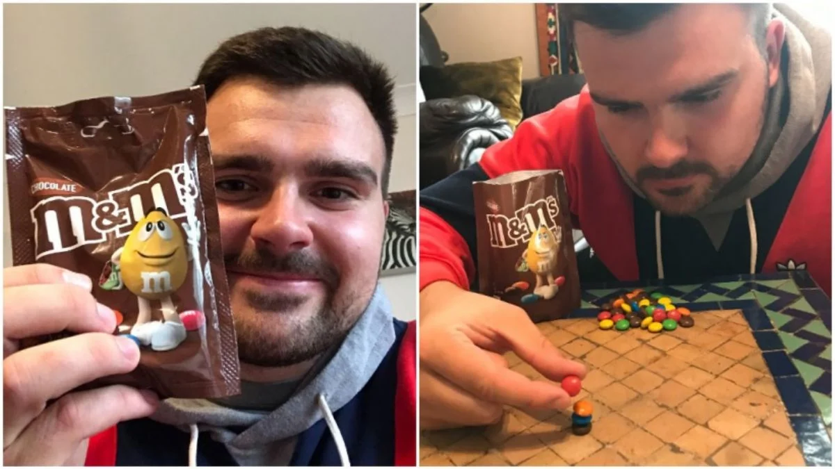 İngiltere'de 5 draje şekeri üst üste koymayı başaran adam Guinness rekoru kırdı