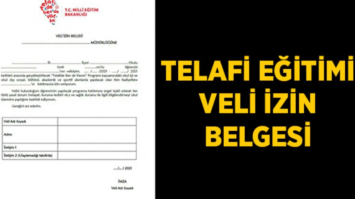 Telafi eğitimi veli izin belgesi İNDİR | Telafi eğitimine katılma dilekçe örneği