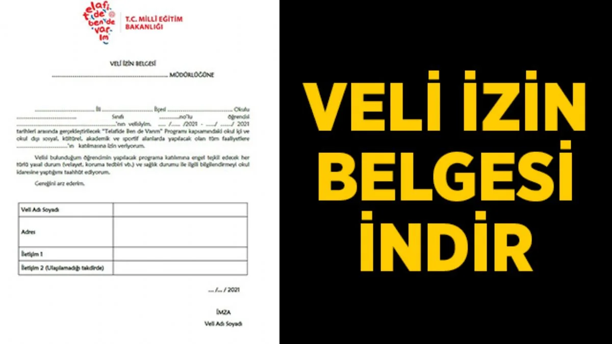 Veli izin belgesi indir | Telafi eğitimi katılma dilekçe örneği indir