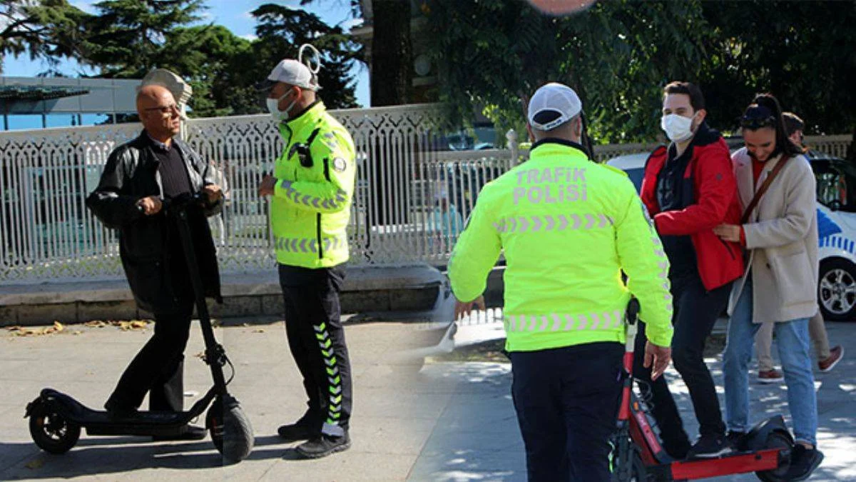 Kaldırımdan giden scooter kullanıcılarına ceza yağdı