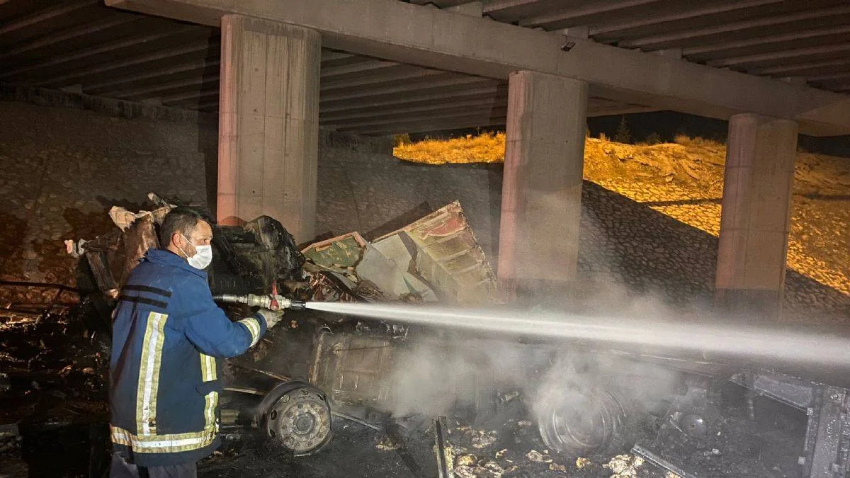 Köprüden düşen TIR, alev alev yandı: 2 ölü, 1 yaralı