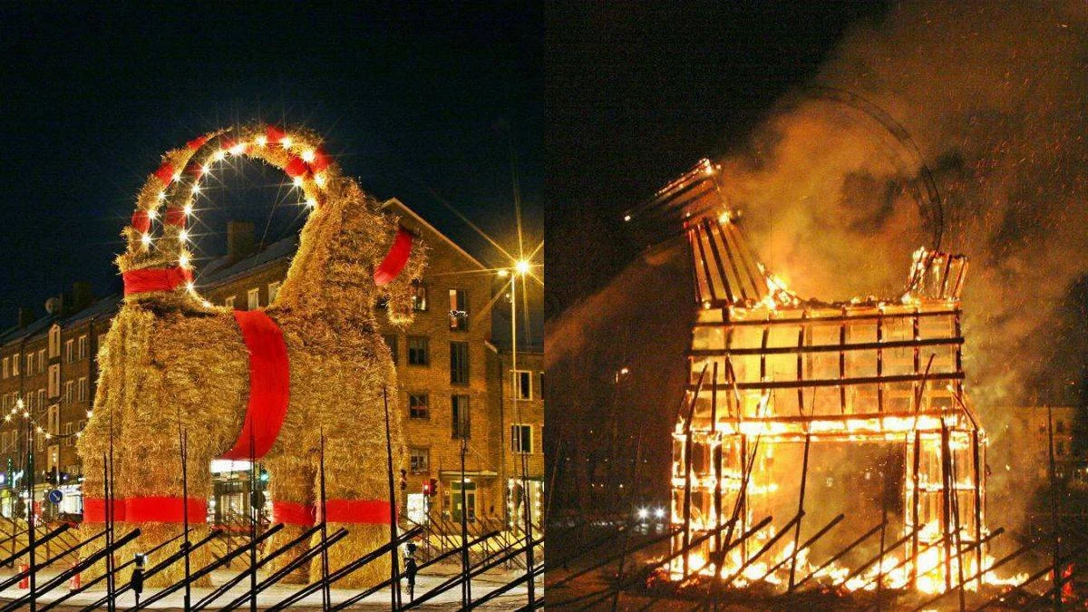 Dev 'Yule keçisi' 5 yıl aradan sonra yine yakıldı