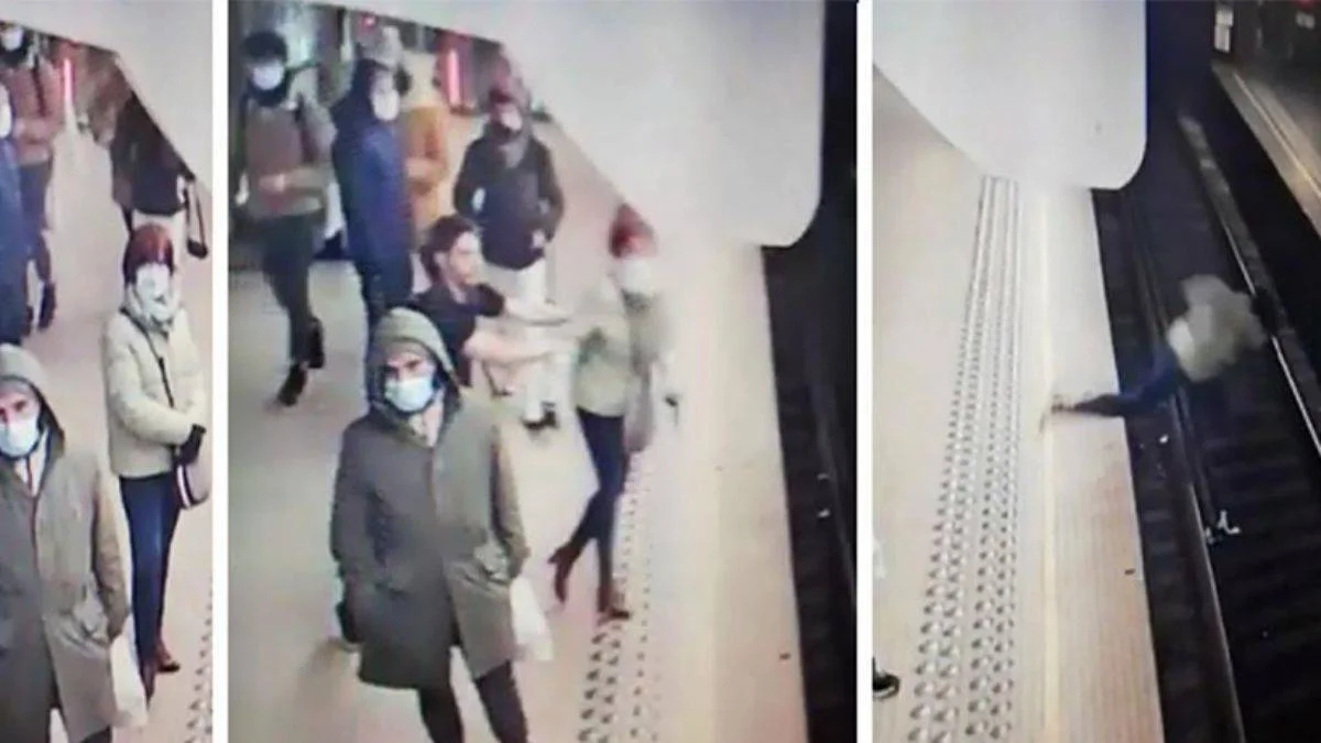 Belçika'da metro raylarına itilen kadın, tren son anda durunca kurtuldu