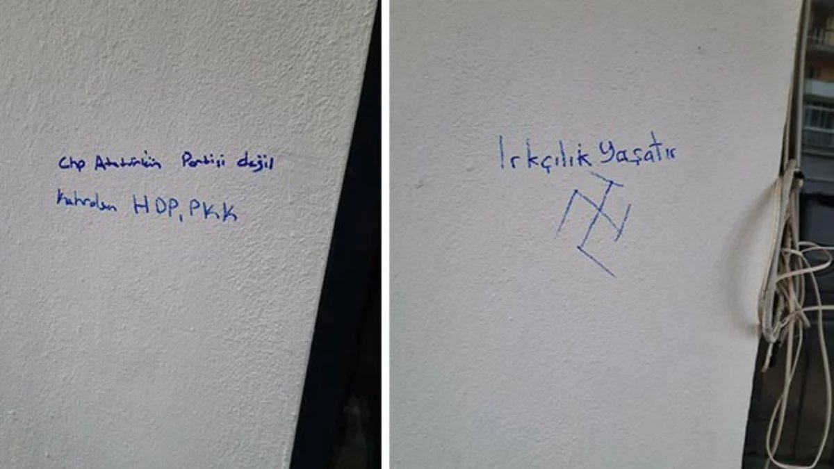 CHP İzmir il binasına 'gamalı haç' çizildi