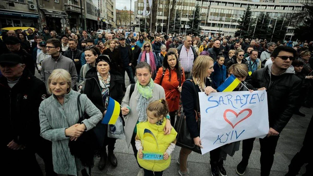 Saraybosna'da Ukrayna'ya destek eylemi