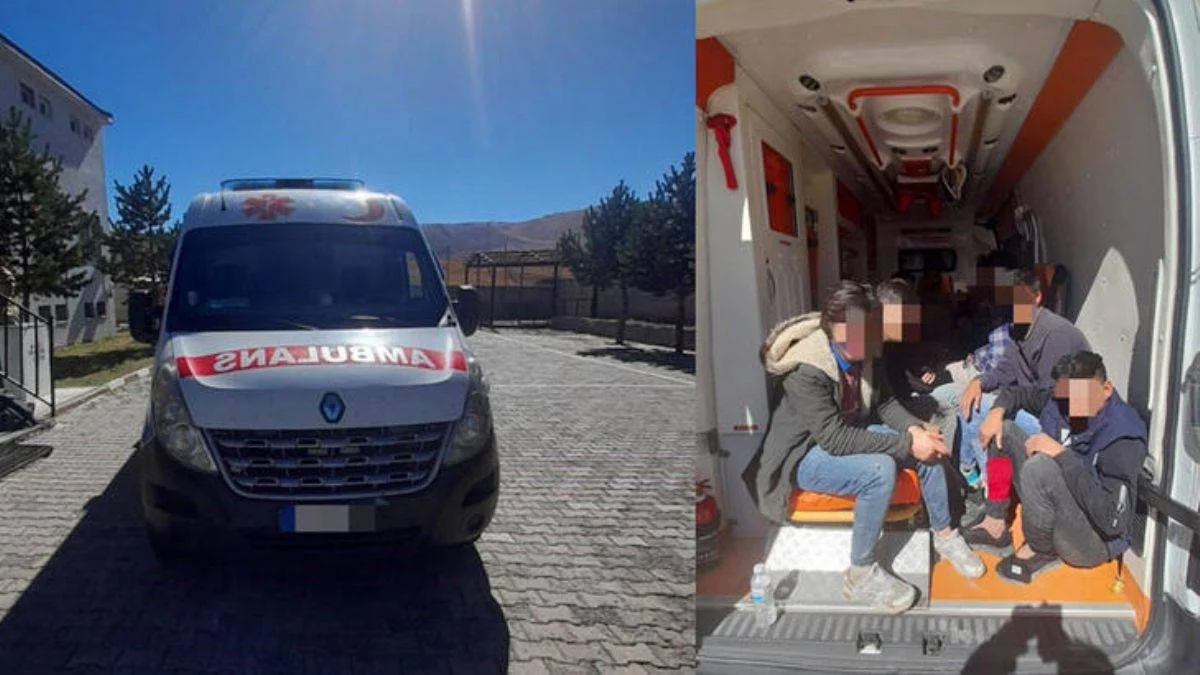 Ağrı'da ambulanstan 12 kaçak göçmen çıktı