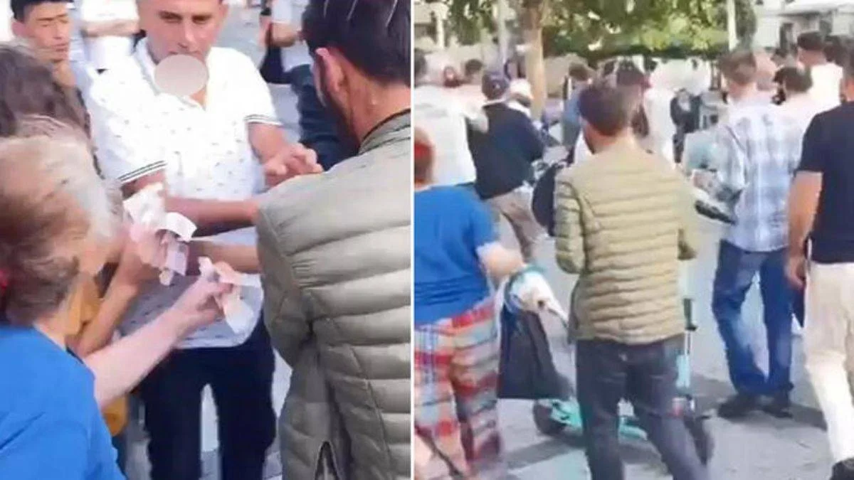 Eminönü'nde paraları havaya saçtı