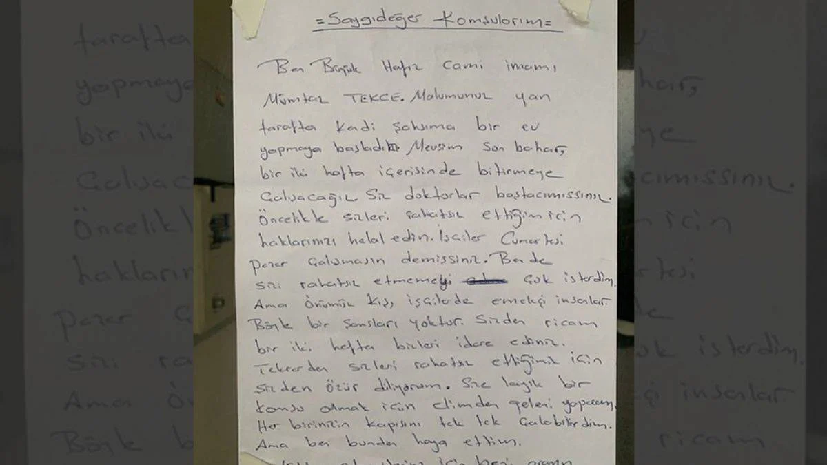 Cami imamından doktorlara duygulandıran mektup