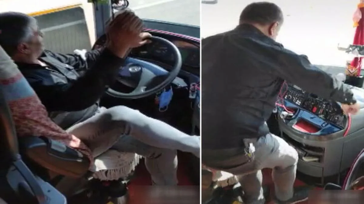 Direksiyon başında ayakta dans!