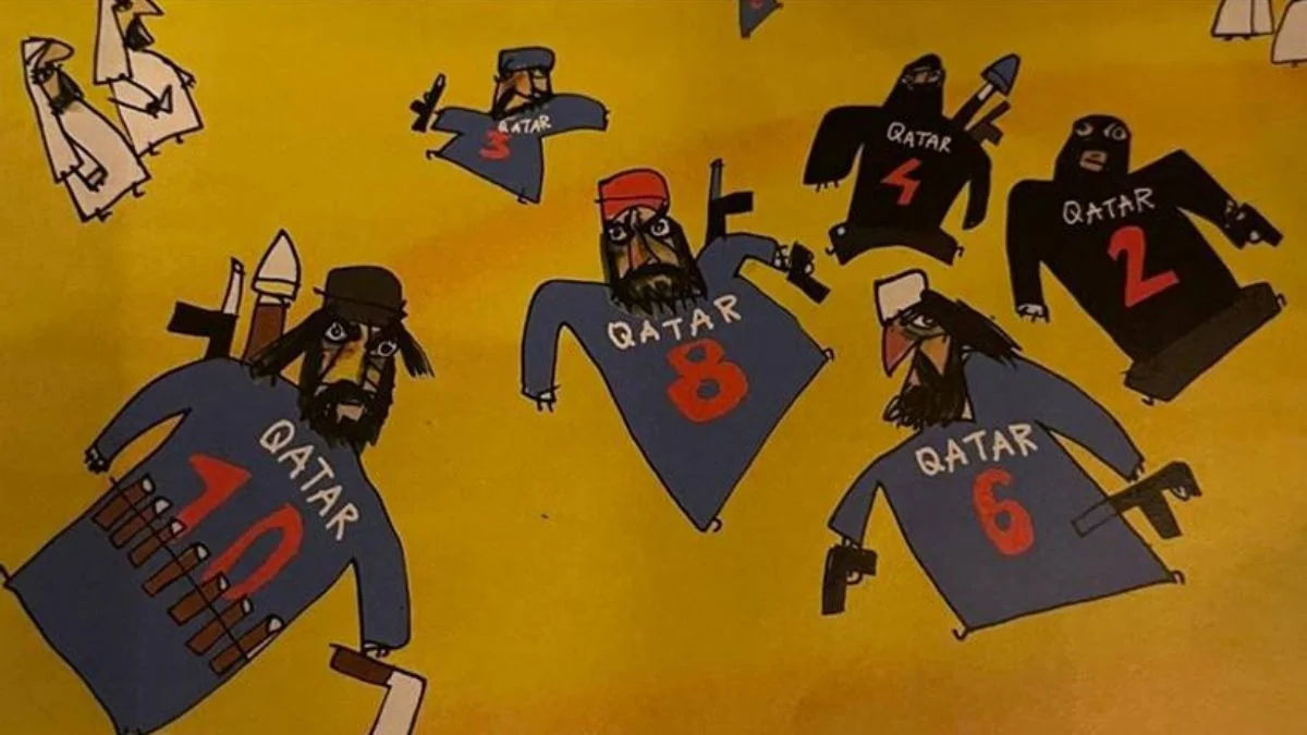 Fransız gazeteden tepki çeken karikatür! Katarlı futbolculara 'terörist' benzetmesi