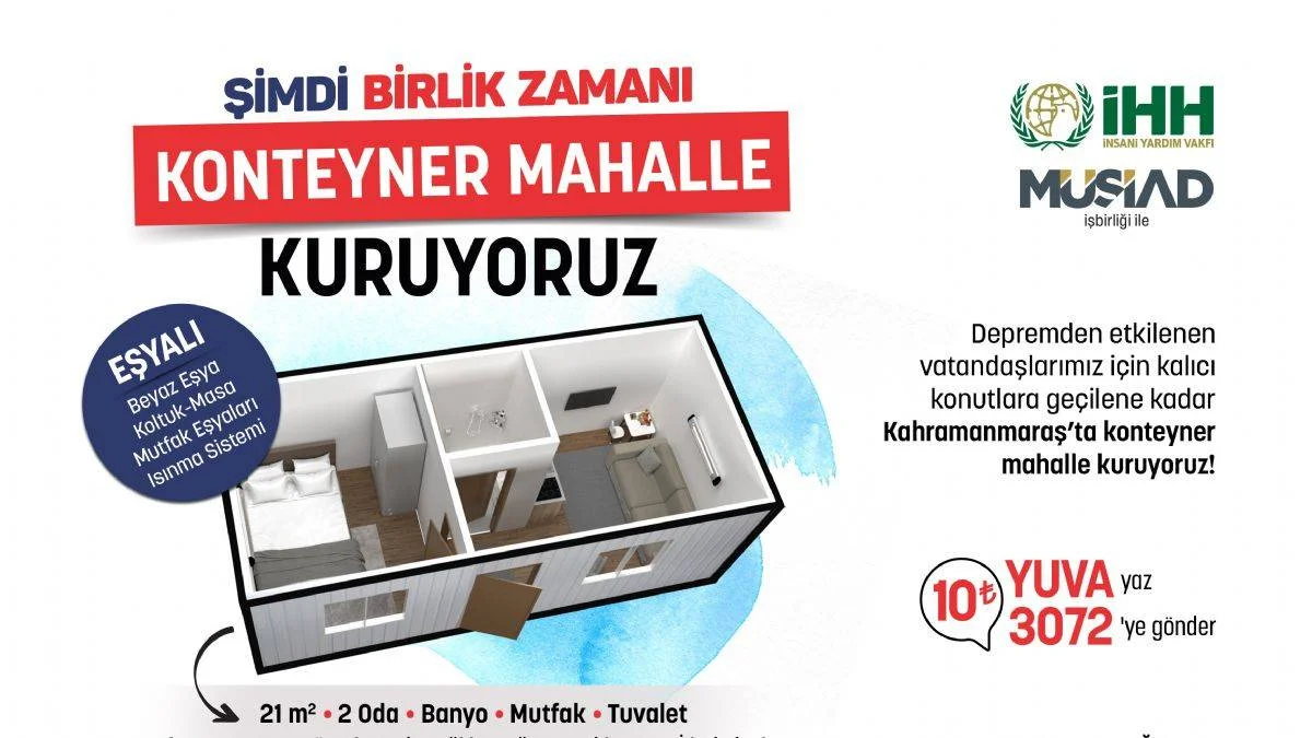 İHH Kahramanmaraş'ta konteyner mahallesi kuracak