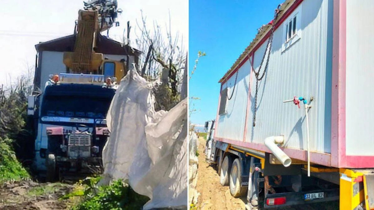 Konteyner evi çalarken, çamura saplanınca yakalandılar