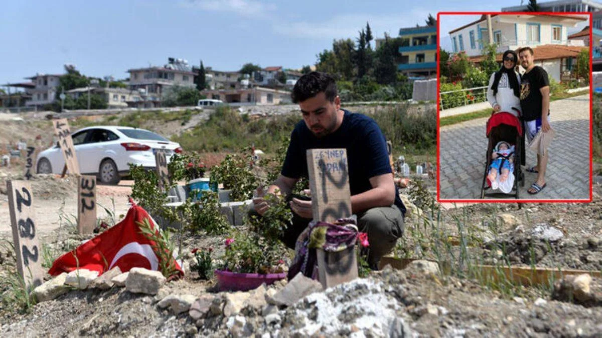 Anneler Günü'nde, bebeği kucağında enkaz altında kalan eşinin mezarını ziyaret etti