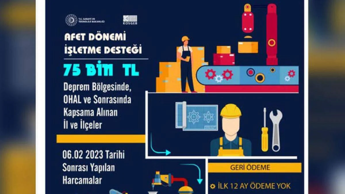 Deprem bölgesinde KOBİ'lere 75 bin liralık destek