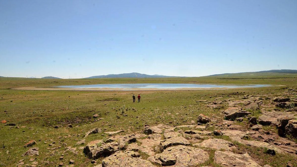 Kars'ta Asboğa Gölü sıcaktan yaklaşık 8 metre çekildi