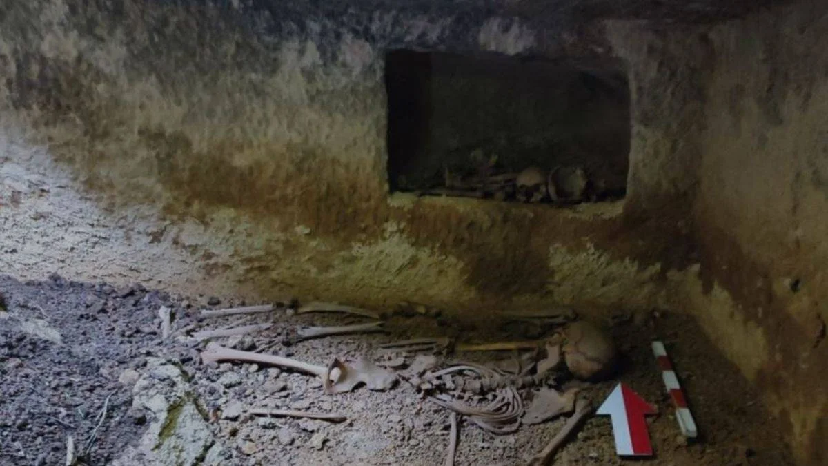 Evin bahçesi çöktü, Roma dönemi oda mezar çıktı