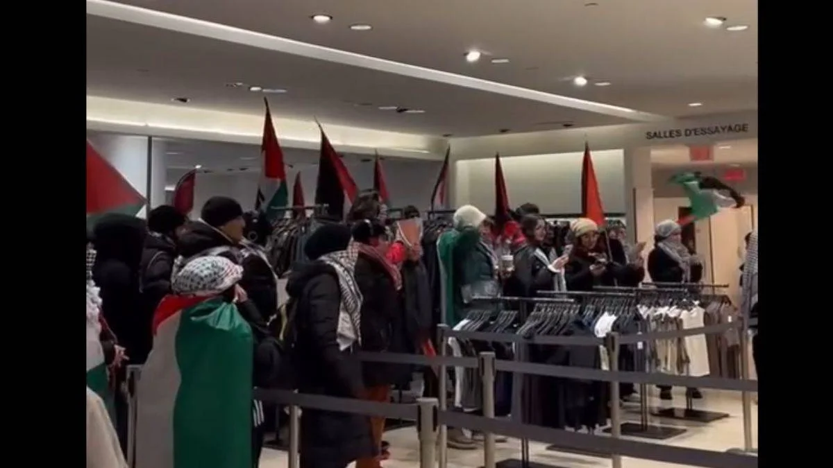 Zara mağazasında Filistin bayraklı protesto