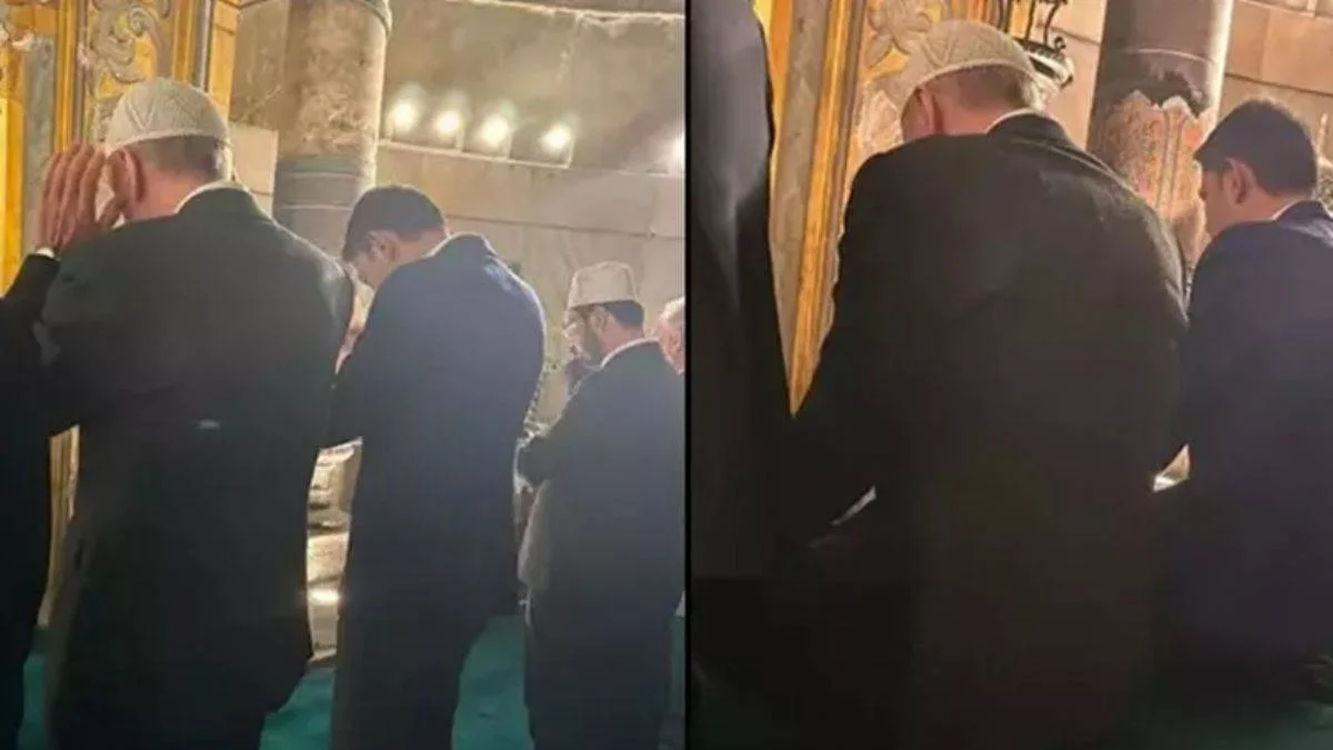 Erdoğan ve Kurum'dan Ayasofya'da akşam namazı