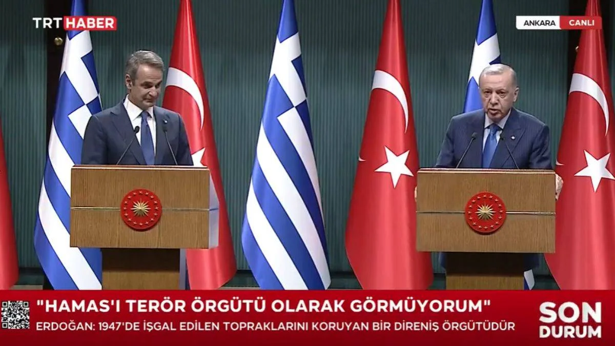 Erdoğan'dan Miçotakis'e yanıt: "Hamas, bir direniş örgütüdür"