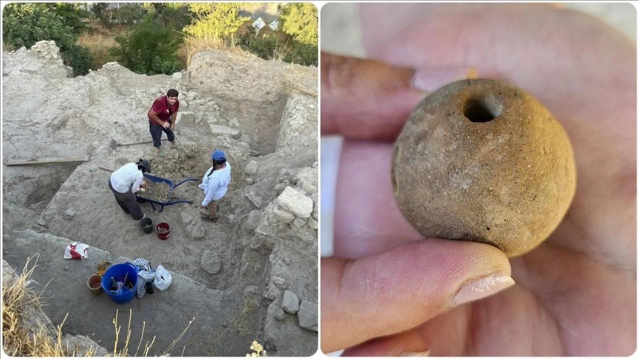3900 yıllık silindir mühür ve 3400 yıllık kurşun sapan taşı bulundu