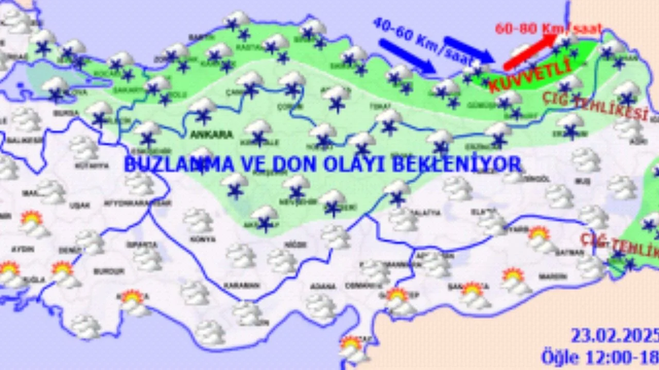 23 Şubat 2025 Türkiye geneli hava durumu