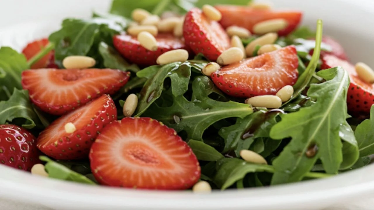 5 dakika salatası: Çilekli roka salatası | Glutensiz, hafif ve diyet öğün alternatifi salata tarifi
