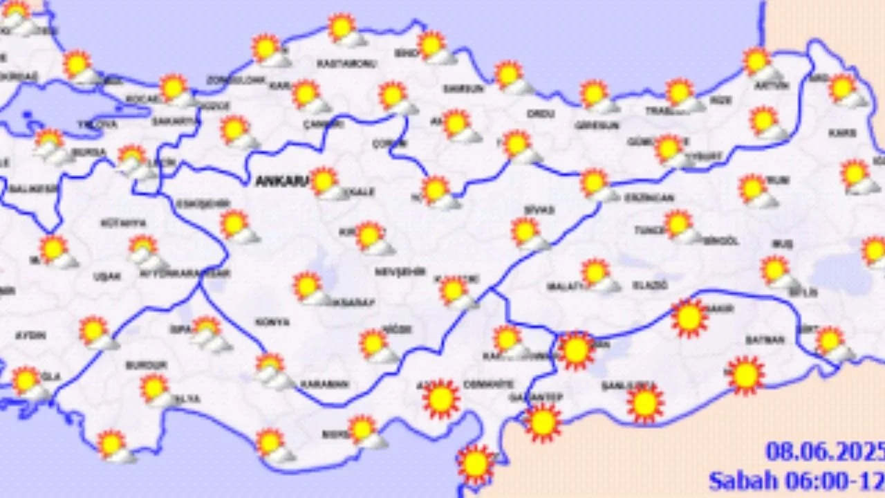 Hava durumu 8 Haziran 2025