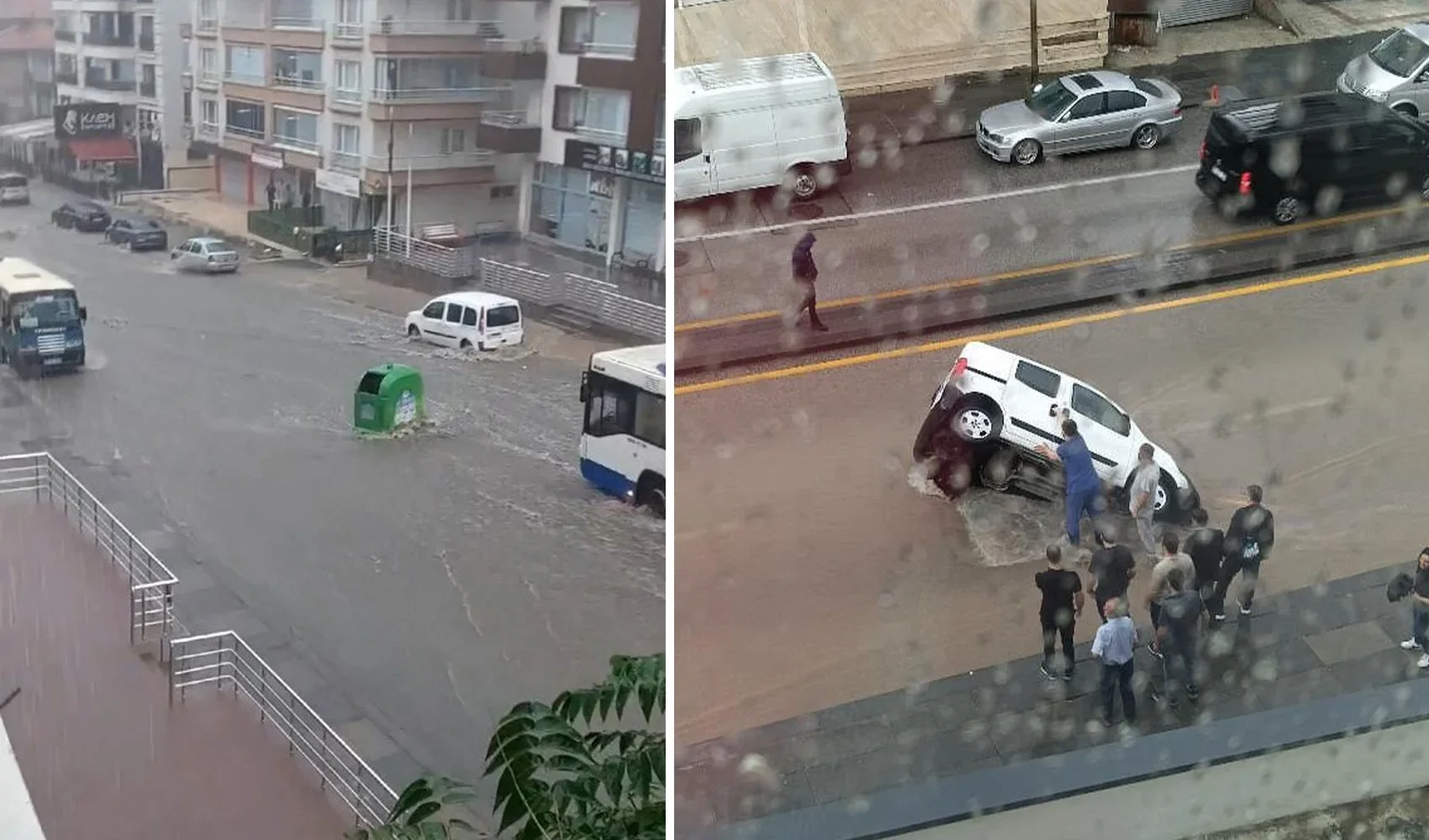 Ankara'da sağanak etkili! Yol çöktü, iş yerleri su altında