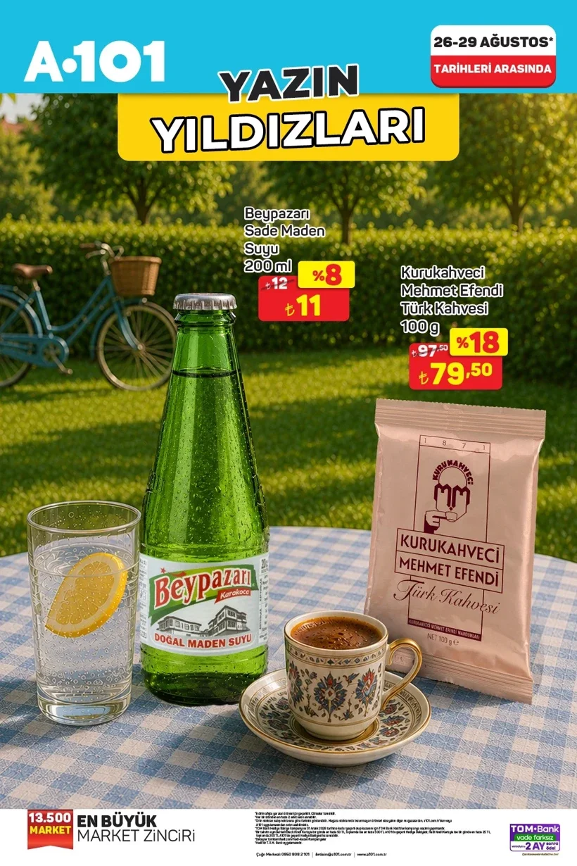 A101 aktüel 29 Ağustos katalog ürünleri! Çaykur çay, Bingo deterjan, bardak seti..