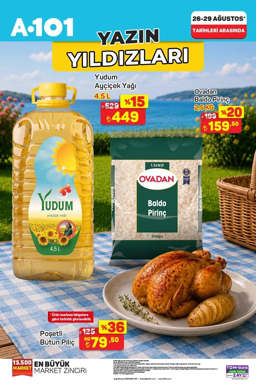 A101 aktüel 29 Ağustos katalog ürünleri! Çaykur çay, Bingo deterjan, bardak seti..