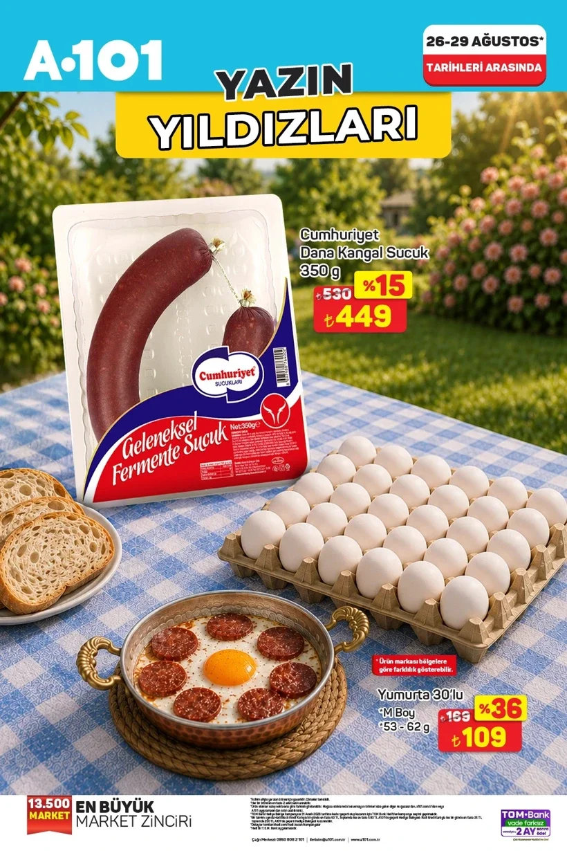 A101 aktüel 29 Ağustos katalog ürünleri! Çaykur çay, Bingo deterjan, bardak seti..