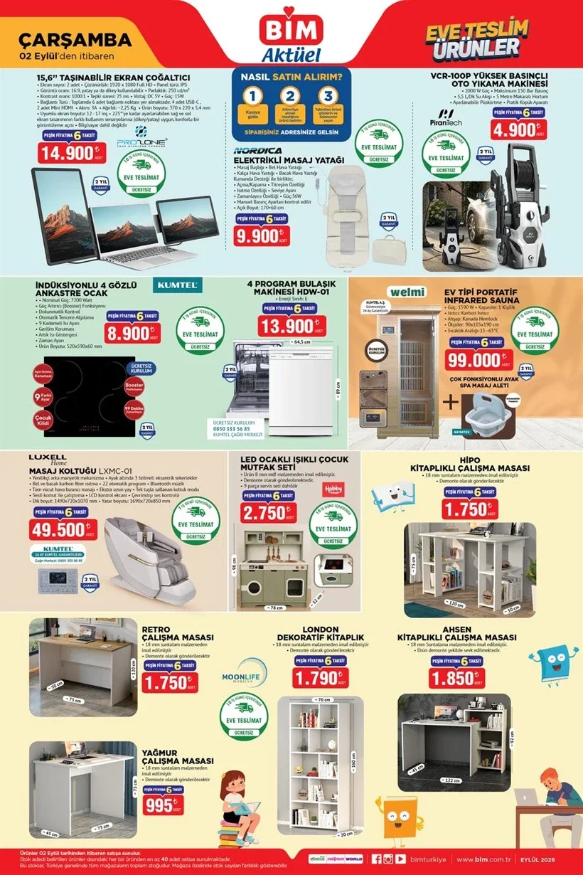 BİM 1-2-4 Eylül aktüel kataloğu: Elektrikli masaj yatağı, çamaşır sepeti, zeytinyağı