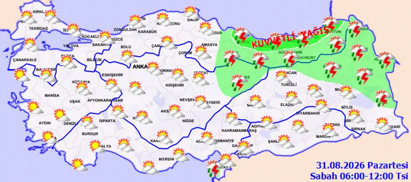 Bugünkü hava durumu: İstanbul 29, Antalya 36, Karadeniz’de alarm!