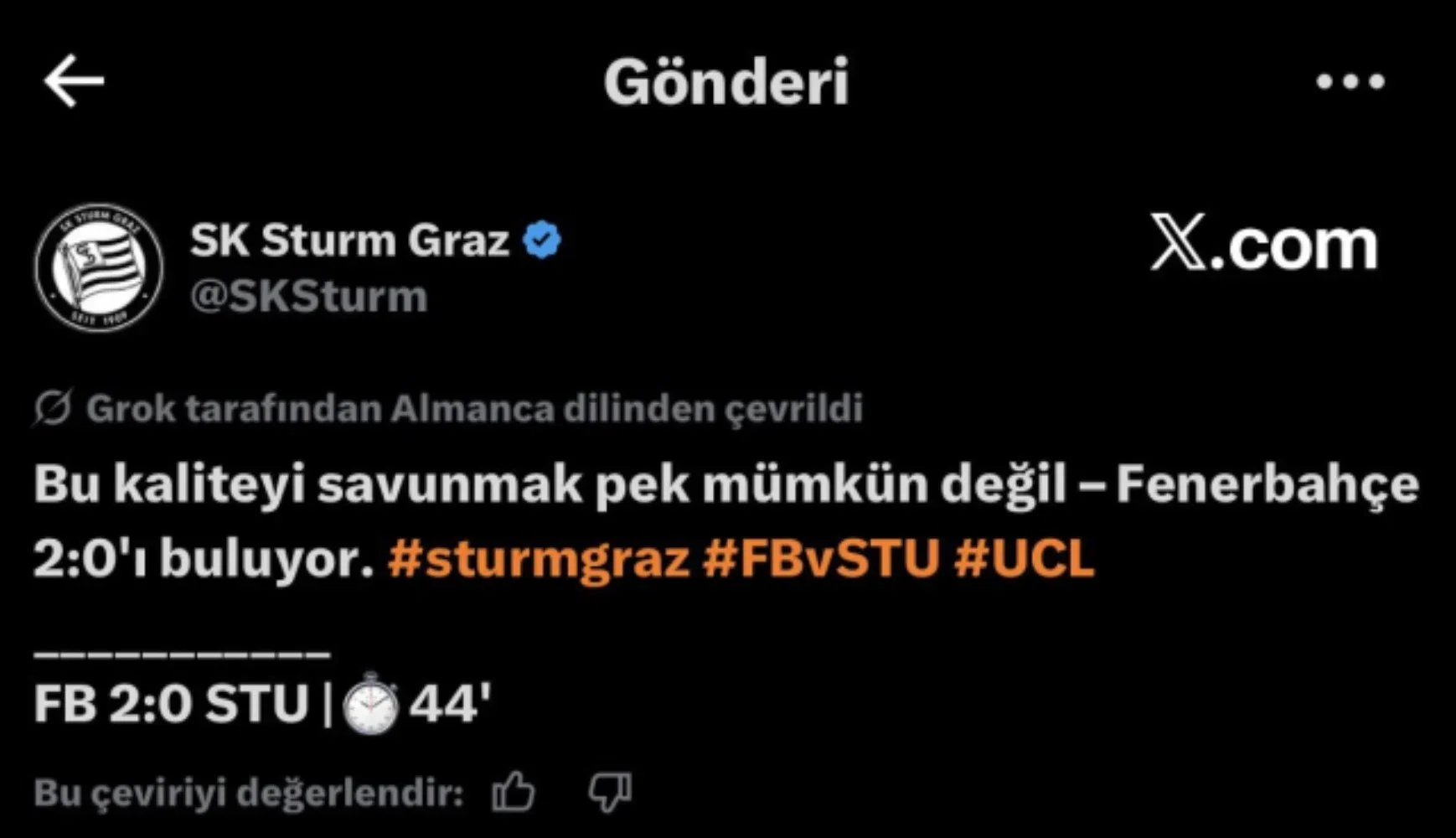 Greenwood'un golüne Sturm Graz’da hayran kaldı! "Savunmak imkansız"