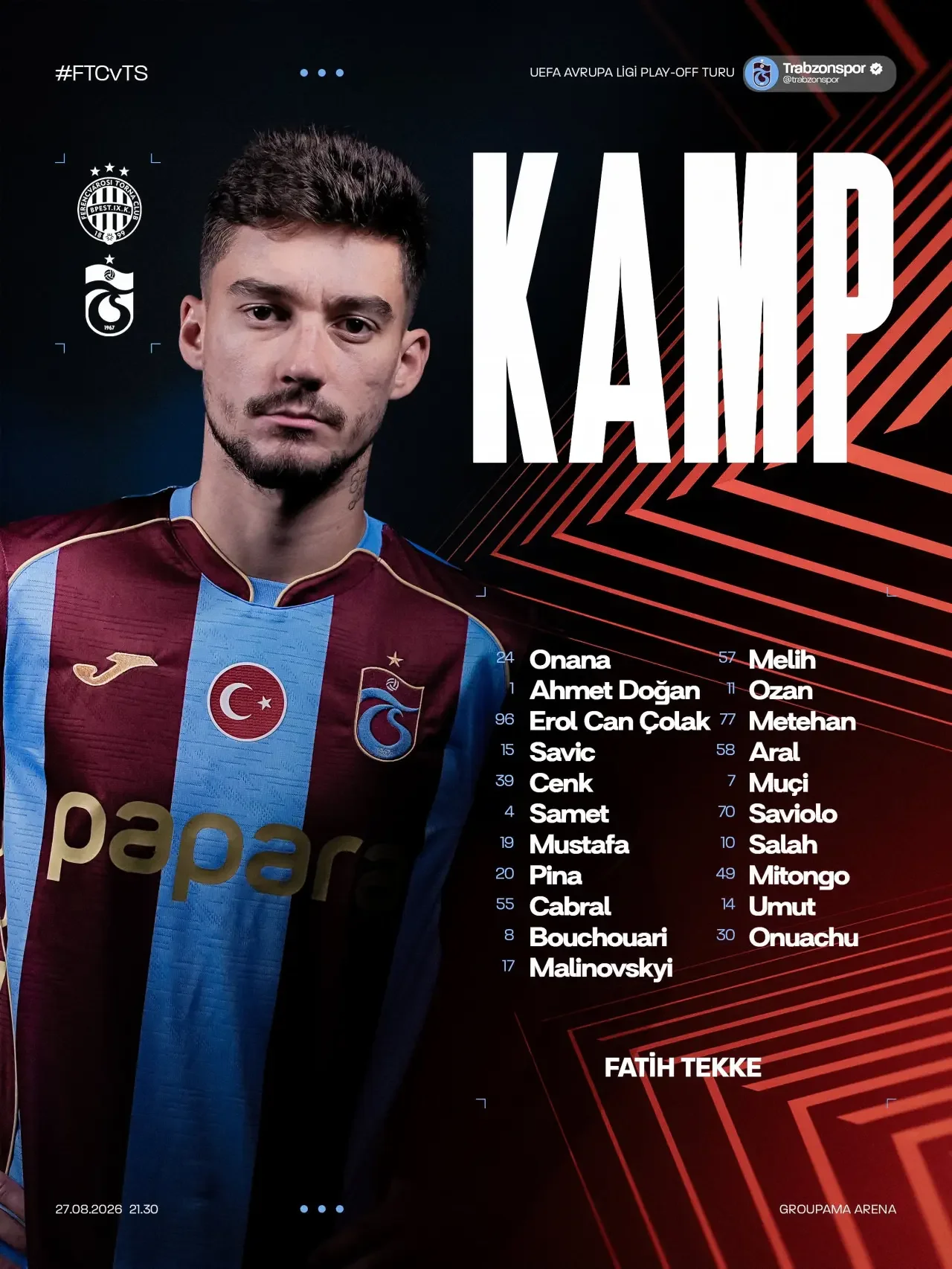 Trabzonspor tur için Macaristan’da: 21 kişilik kadroda kimler var?