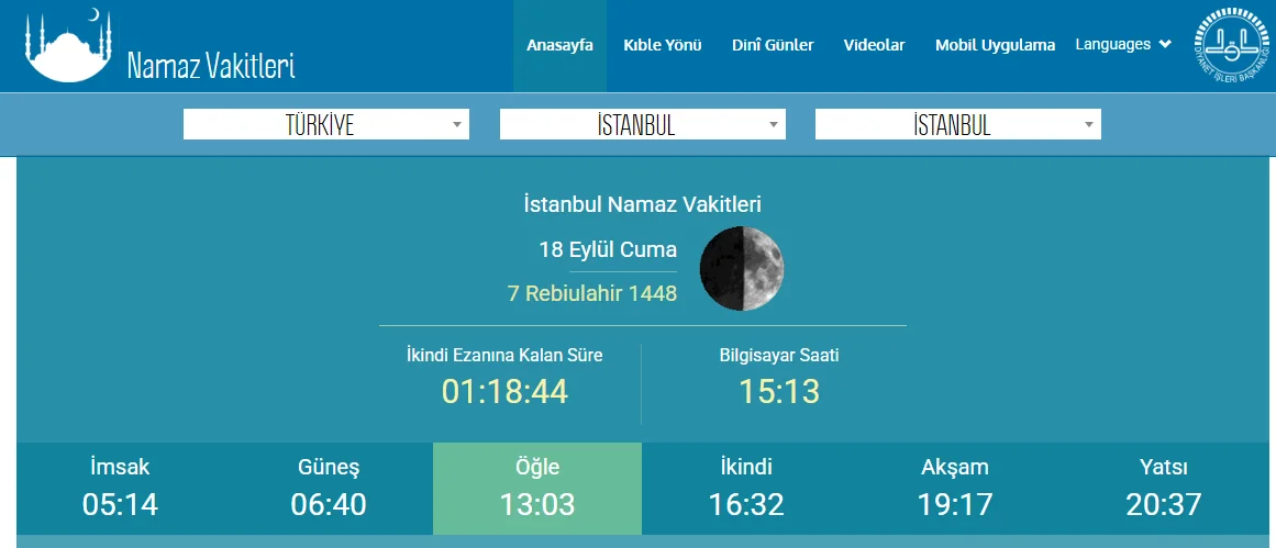 18 Eylül 7 büyükşehir için akşam ve yatsı ezan saatleri: Diyanet esaslı!